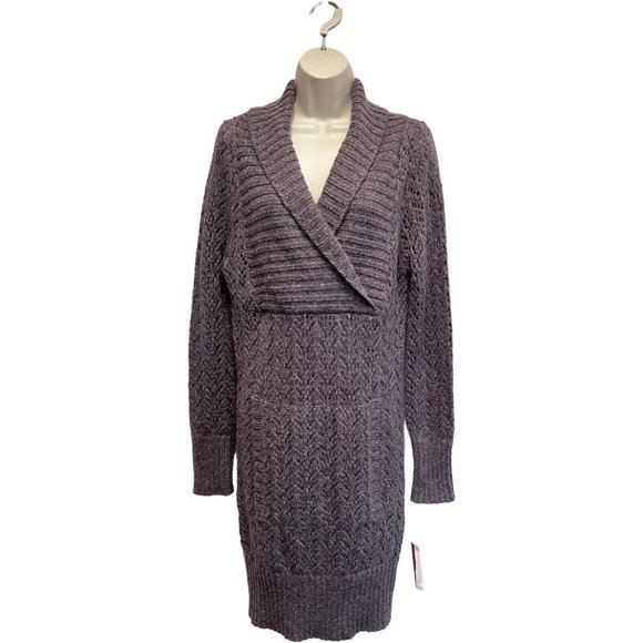 Lily McNeal Chunky Heavy Wool & Mohair Sweater Dress Bark Size M NWT - Picture 1 of 6